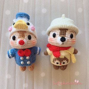 crochet Chip and Dale,Chip and Dale keyring